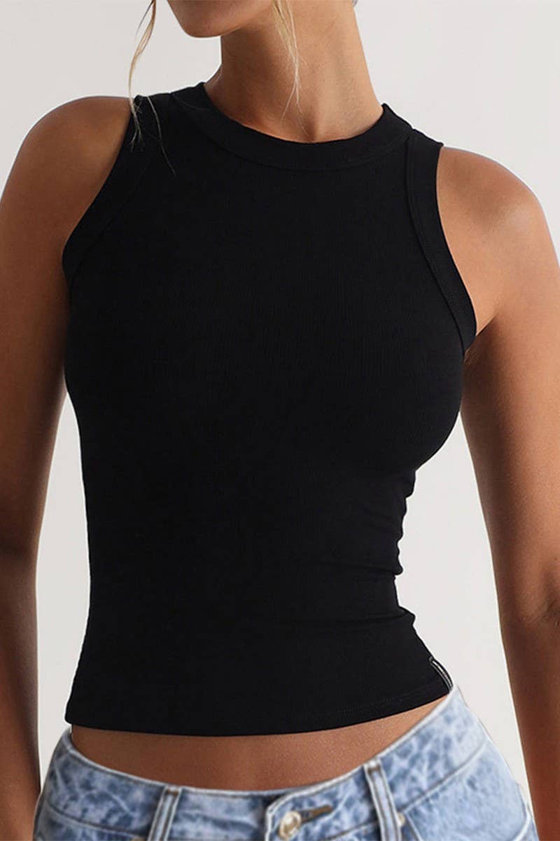 CWTTSL0386_CASUAL SOLID COLOR SEXY RIBBED VEST