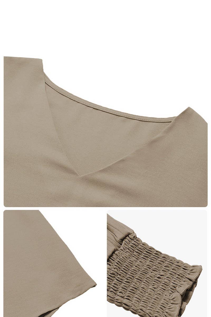 CWTBLL1722_V-NECK SOLID COLOR LONG SLEEVE SHIRT