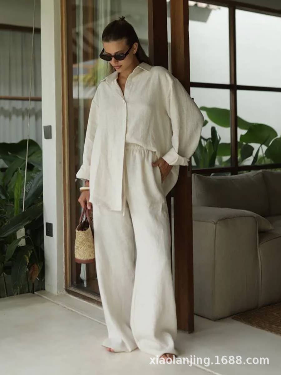 CWSTB1799_LOOSE COTTON SHIRT AND TROUSERS SET