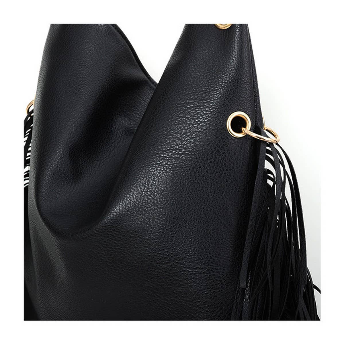 CWAB4538_RIVET SOFT LEATHER TASSEL HAND-HELD SHOULDER BAG