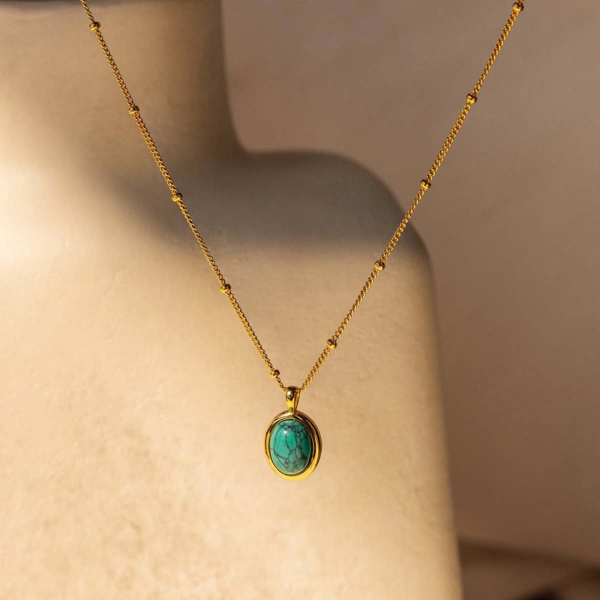 Stainless Steel Fashion Natural Turquoise Necklace_CWMM5699