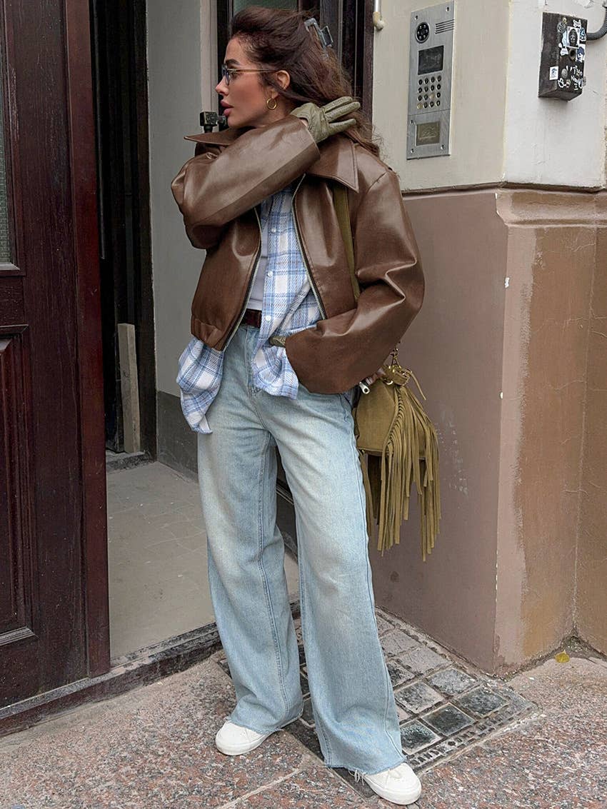 CWOJA1592_ANGORA RED LEATHER BIKER GIRL FASHION JACKET