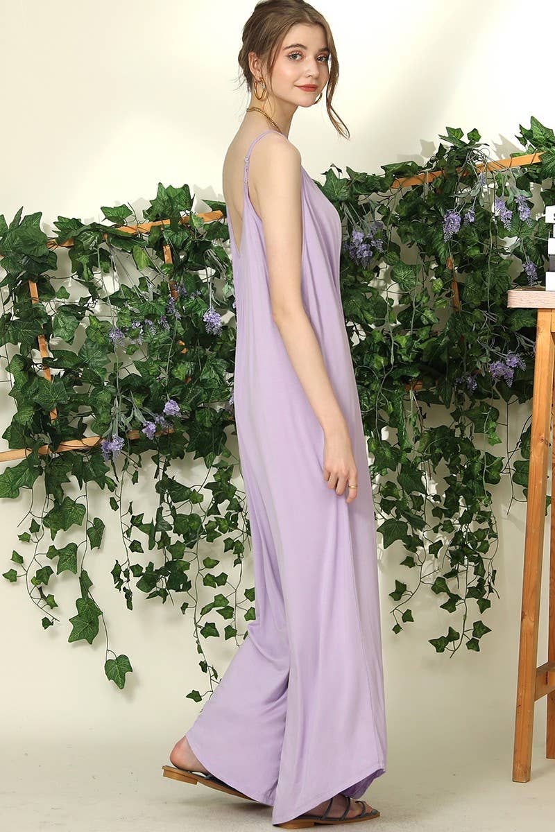 CWSJS226_LOOSE FIT SPAGHETTI STRAP WIDE LEG JUMPSUIT