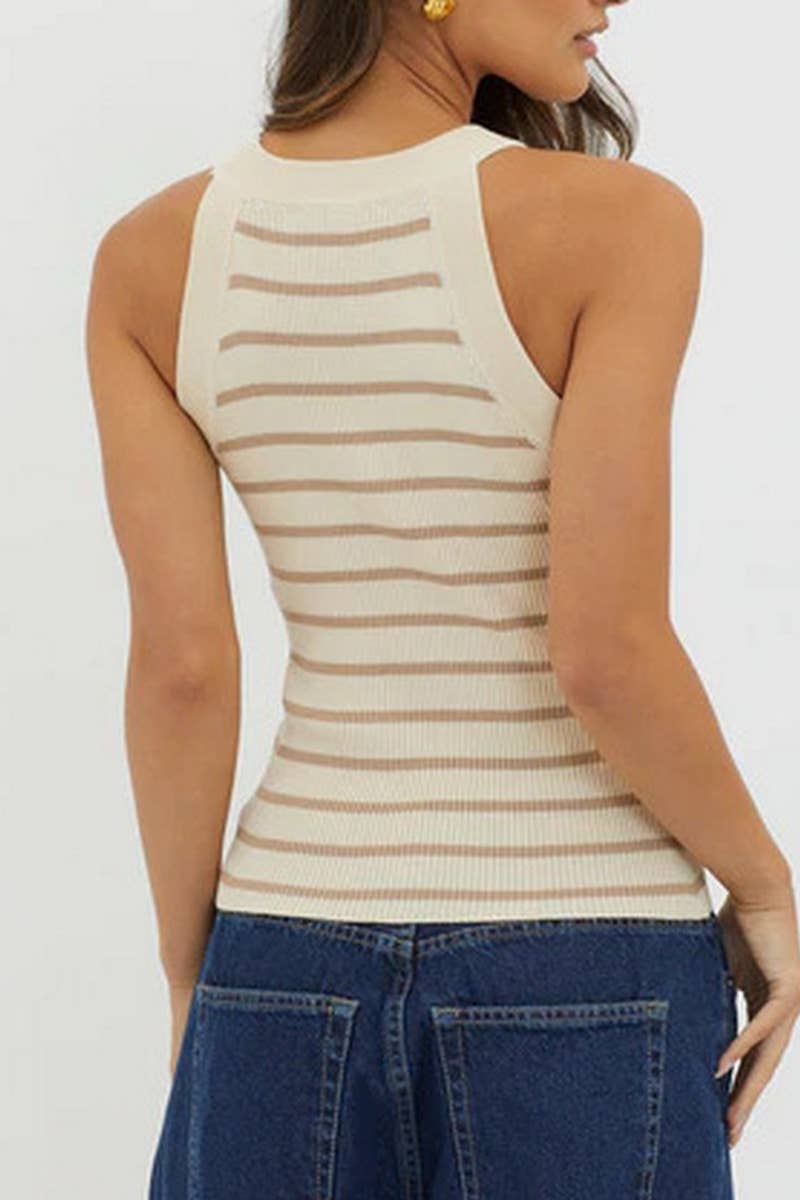 CWTTSL0365_SEXY SLEEVELESS STRIPED KNITTED VEST