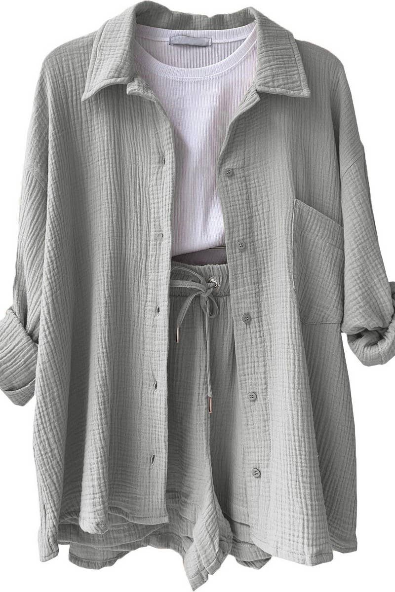 CWSS01299_FASHIONABLE CASUAL WRINKLED LAPEL TWO-PIECE SUIT