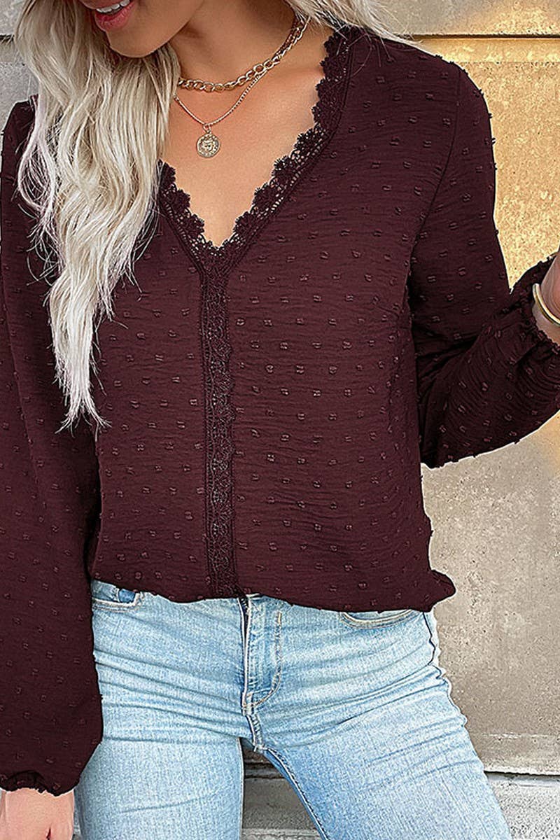 CWTBLL4040_SOLID LONG SLEEVE V-NECK SHIRT TOP