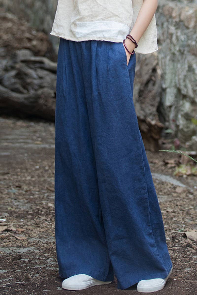 CWBLP1377_COTTON AND LINEN SAND-WASHED WIDE-LEG TROUSERS