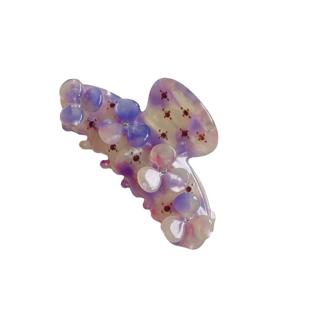 Vintage Rhinestone Acetate Floral Claw Hair Clip_CWAHA1346