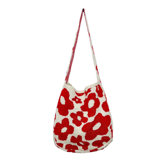 CWAB5063_KNITTED FLOWER LARGE CAPACITY SHOULDER BAG