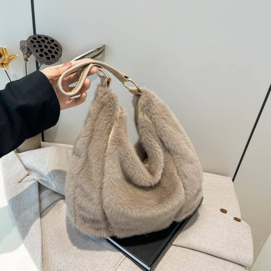 Faux Fur Tote Bag Women Large Shoulder Handbag_CUAB00638
