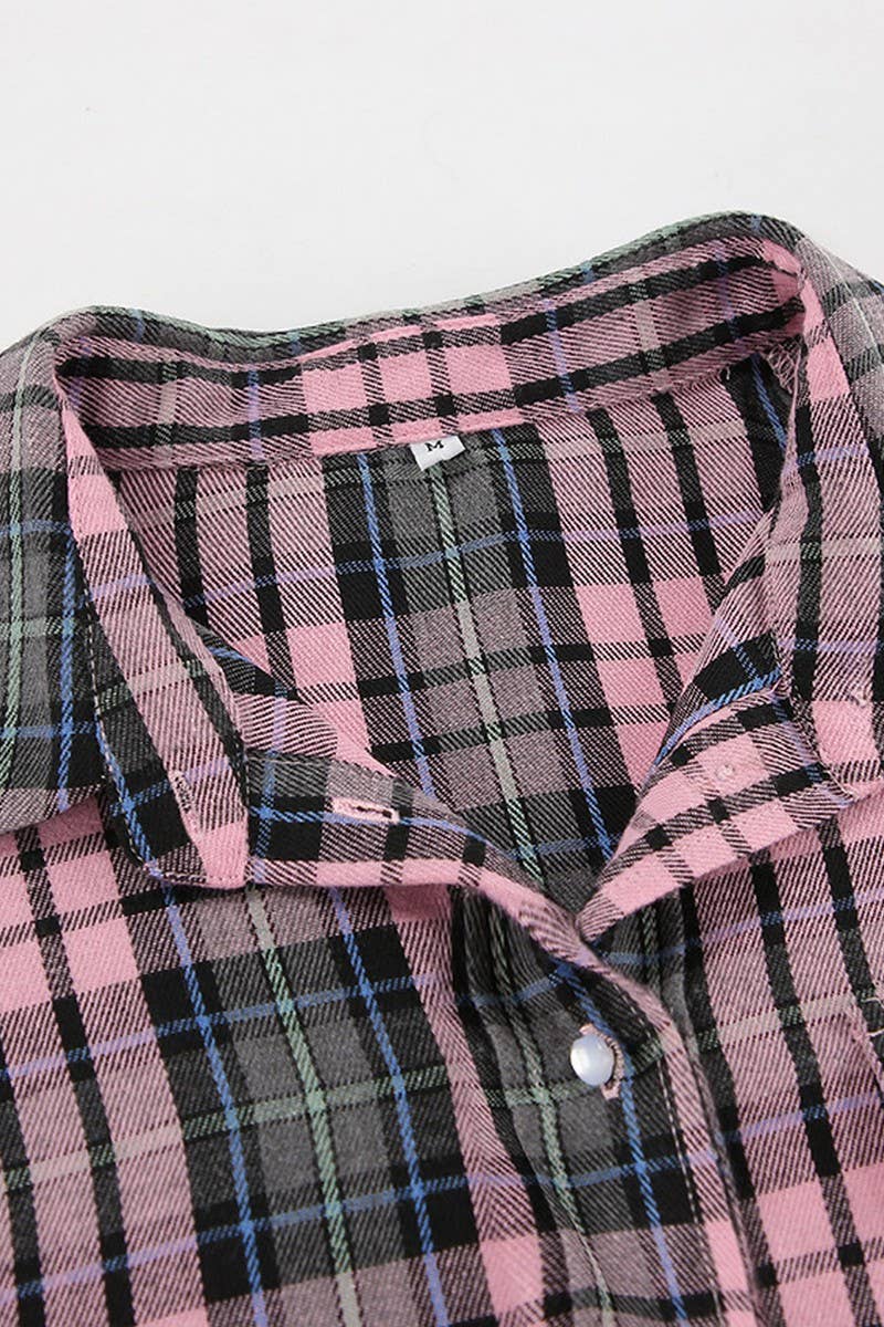CWTSTL907_PLAID CASUAL LOOSE LONG-SLEEVED SHIRT