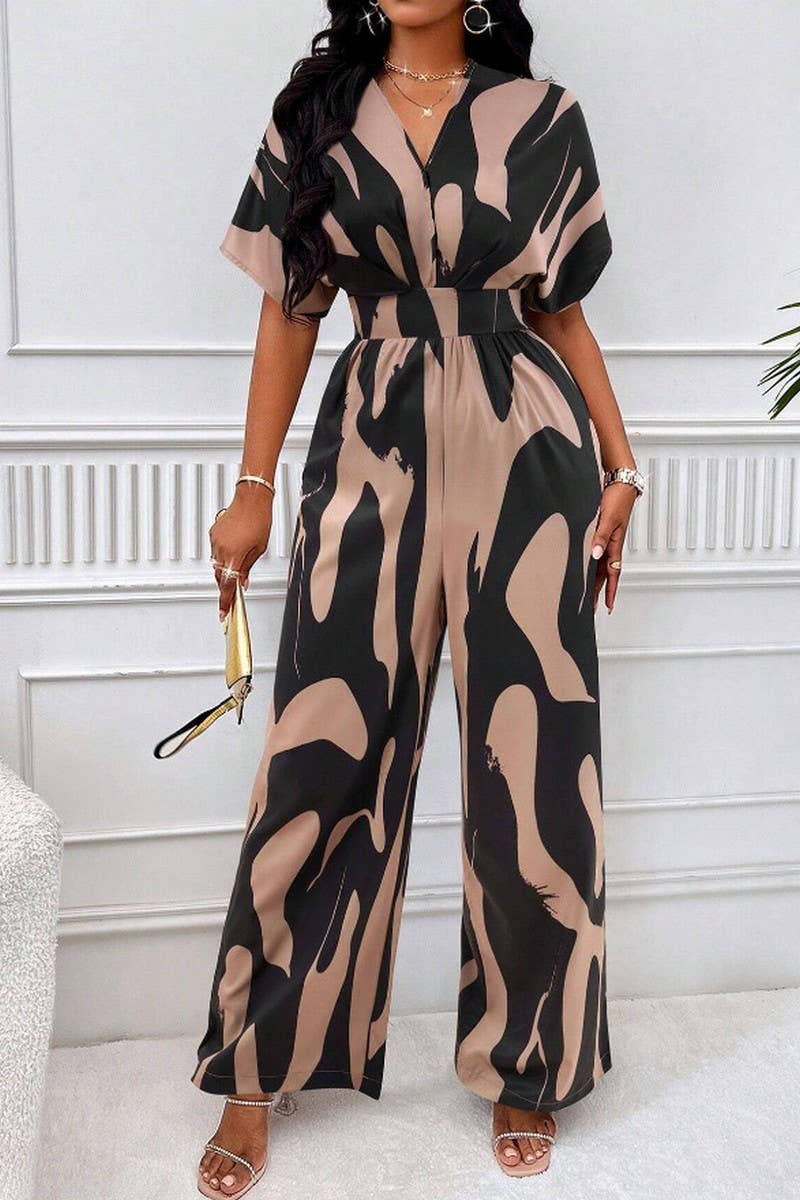 CWSJS1661_WOMEN'S PRINTED BATWING SLEEVE WIDE LEG JUMPSUIT
