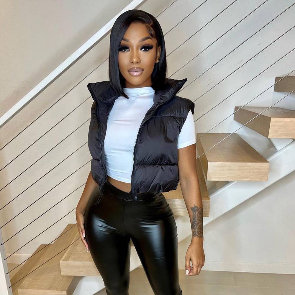 DOUBLE-SIDED CONTRASTING COLORS ZIPPER WARM VEST