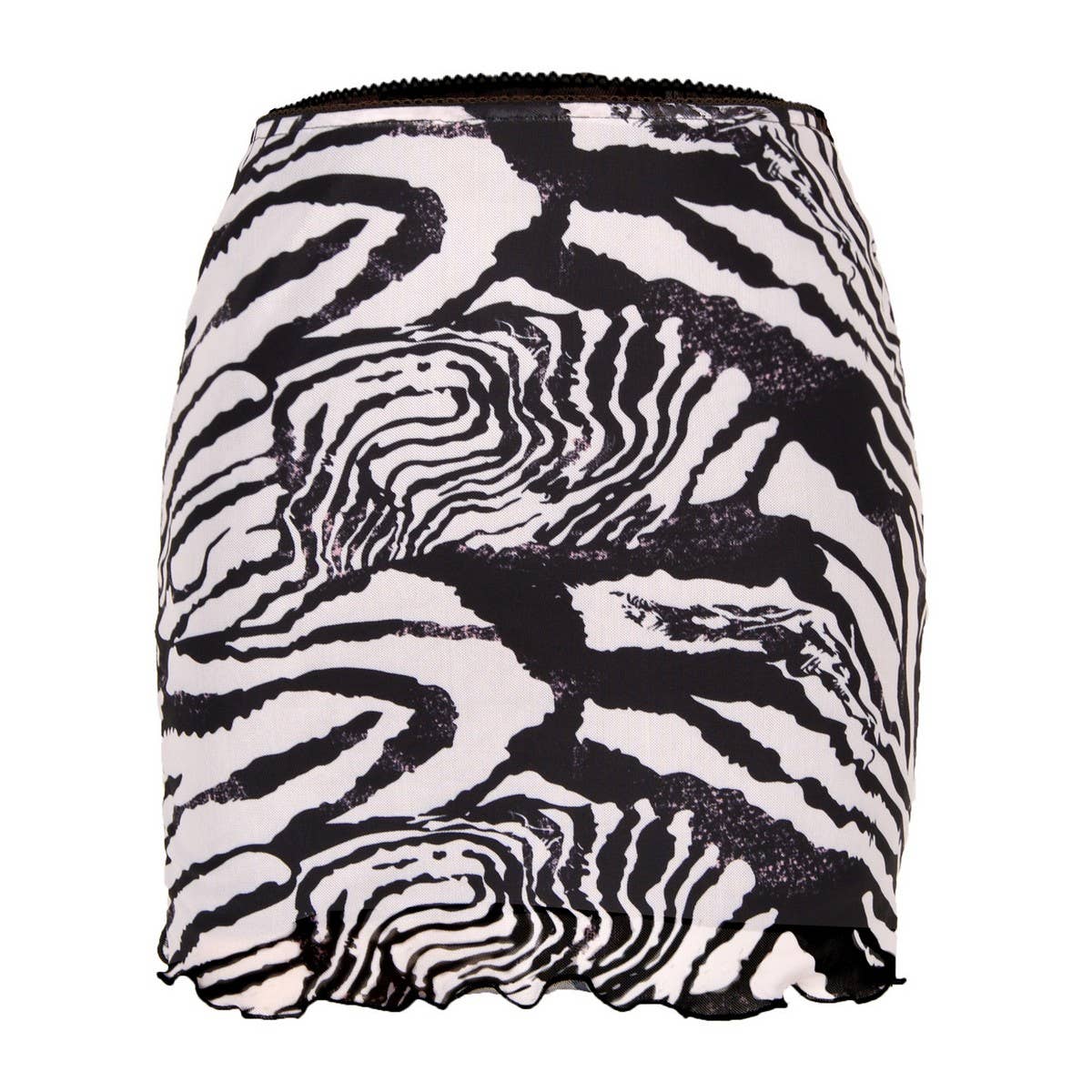 PRINTED MESH SKIRT DOUBLE LAYER SLIM HIP SKIRT_CWAB4794