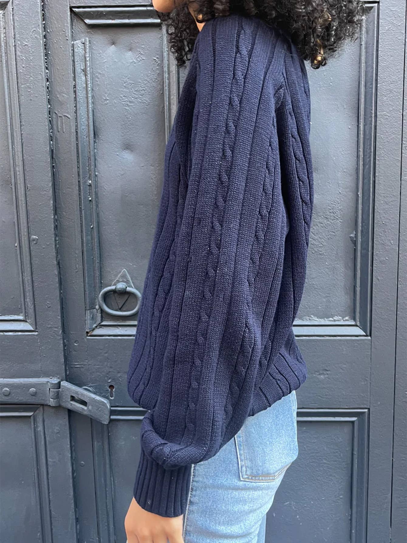 Fashionable casual solid-color knitted sweater