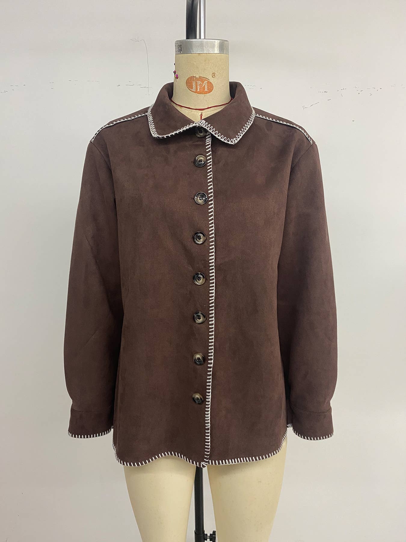 Casual fringed color-blocked lapel loose shirt