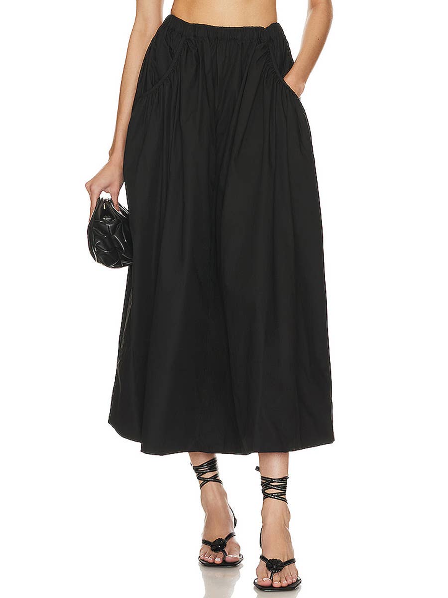 FASHIONABLE COTTON HEMP HIGH WAIST LOOSE SKIRT