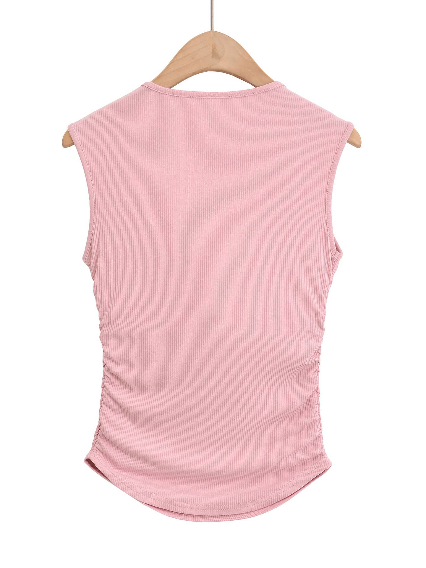 DOUBLE SQUARE NECK TIGHT PLEATED TOP