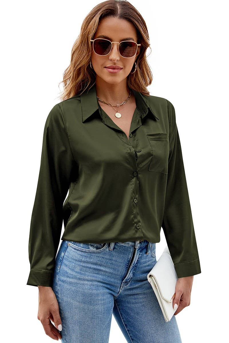 CWTSTL1532_SOLID SATIN BUTTON POCKET LONG SLEEVE SHIRT