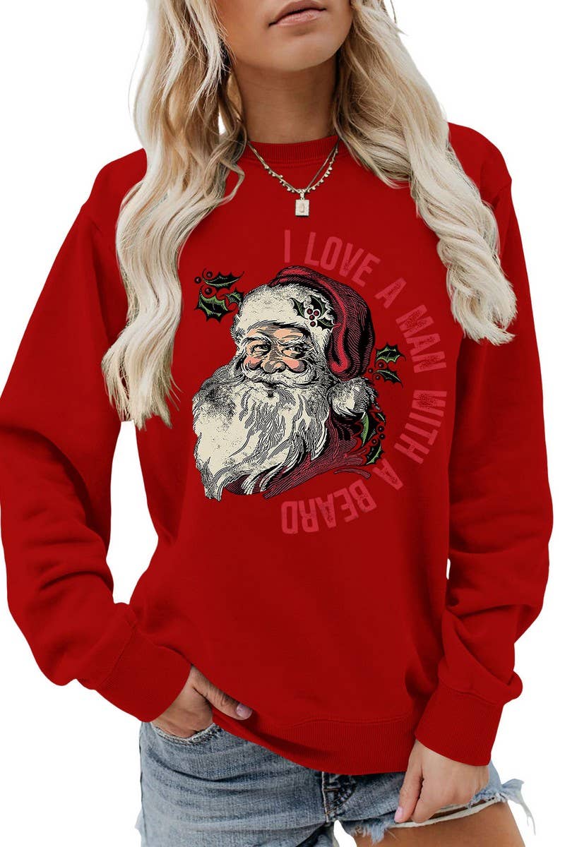 CWTBLL01329_SANTA LETTER PRINT CHRISTMAS PULLOVER SWEATSHIRT