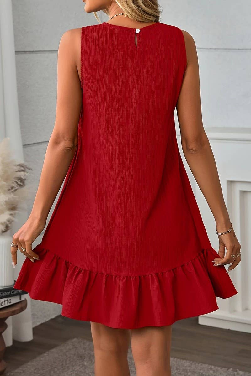 CWDSD8568_SLEEVELESS RUFFLE HEM TANK CASUAL DRESS