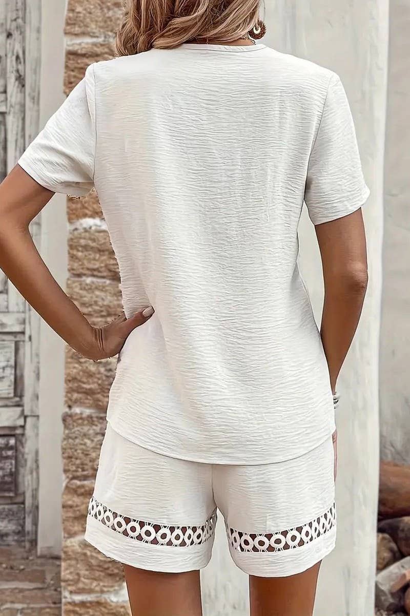 CWSS1211_SUMMER V-NECK STITCHING SOLID COLOR SUIT