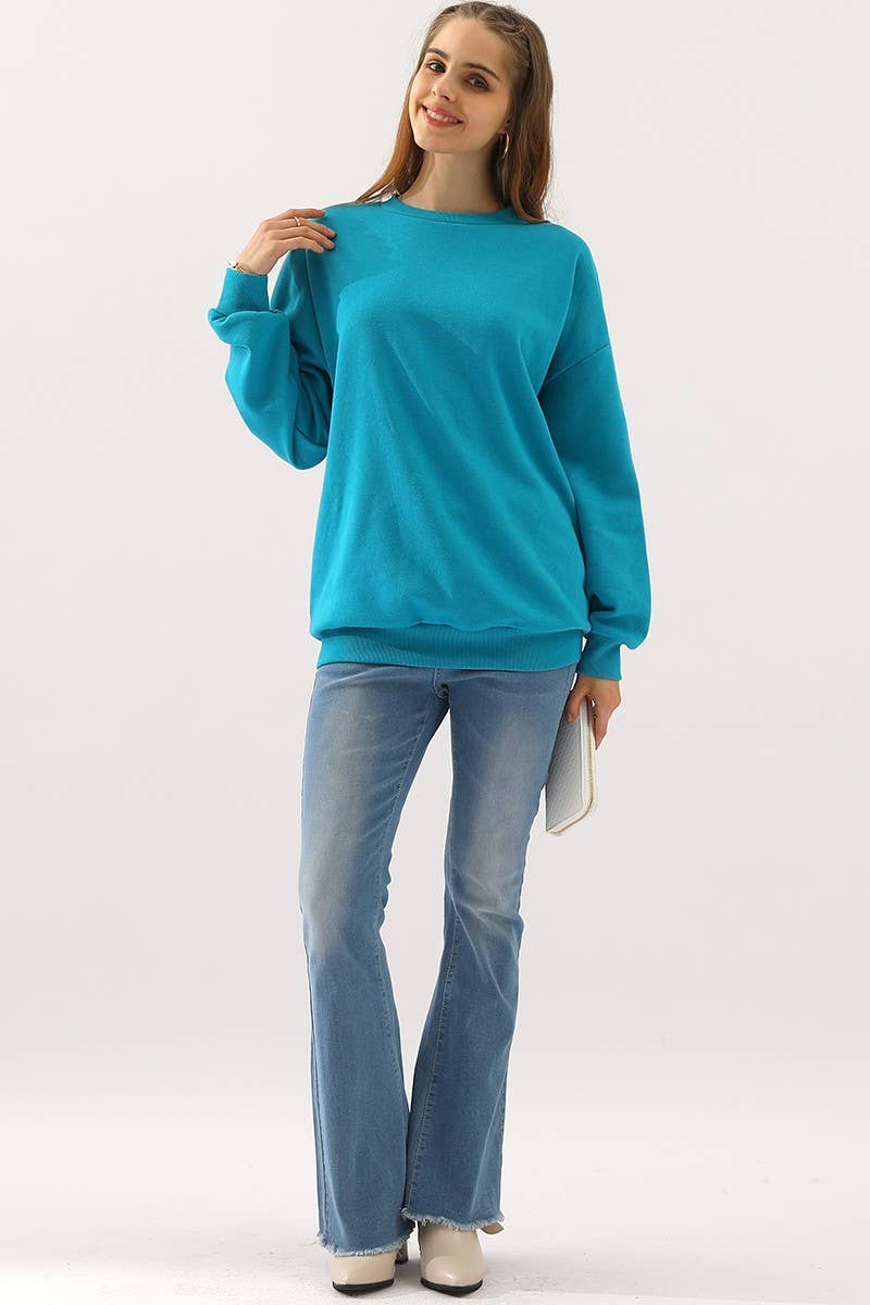 CWTTL902_CREW NECK LONG SLEEVE PULLOVER SWEATSHIRT TOPS