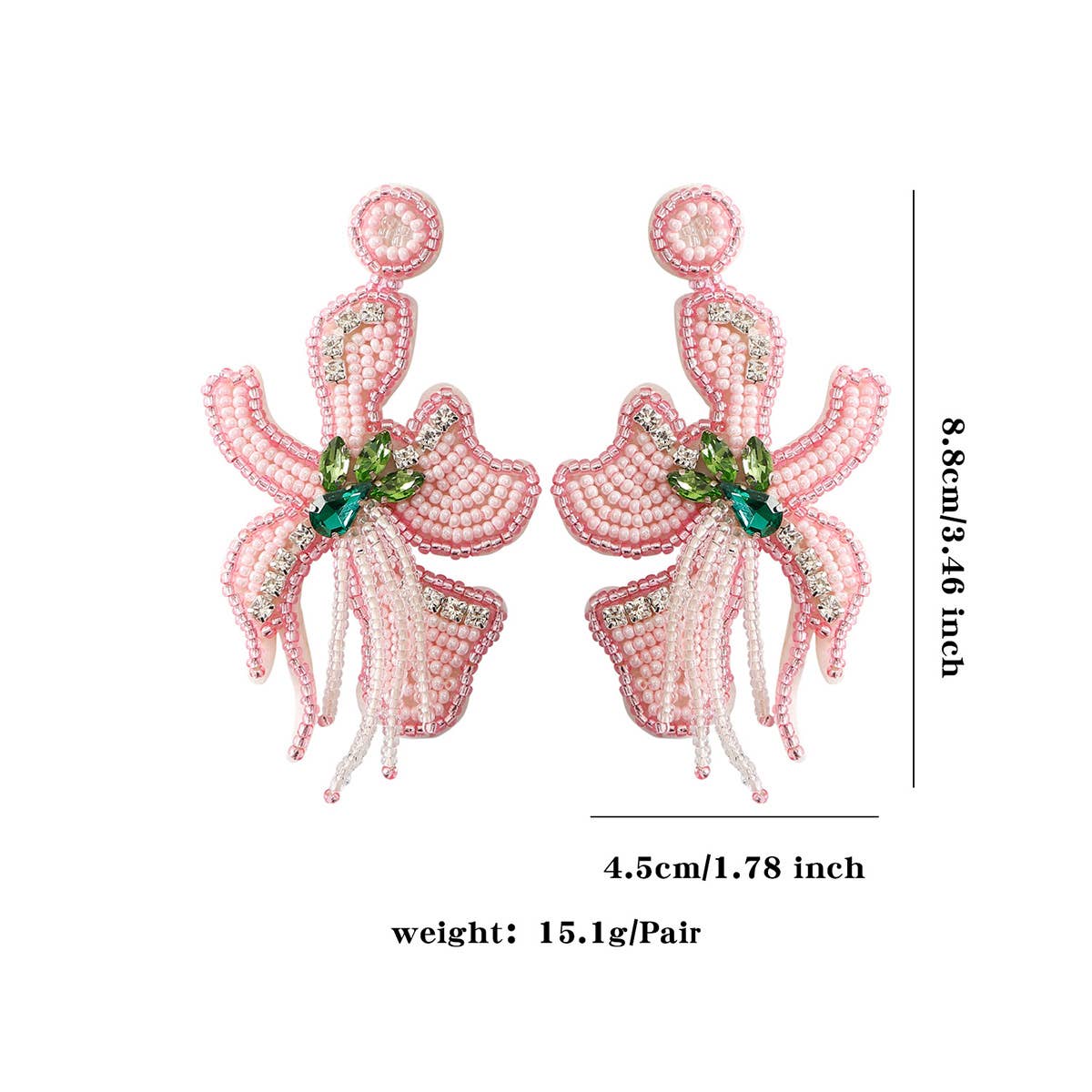 FASHIONABLE HANDMADE FLOWER RICE BEAD EARRINGS