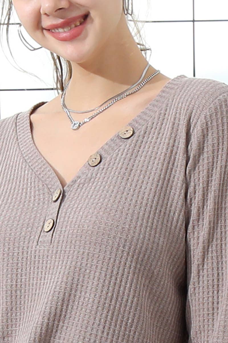 CWTTL1009_HENLEY NECK LOOSE FIT LONG SLEEVE KNIT SWEATER