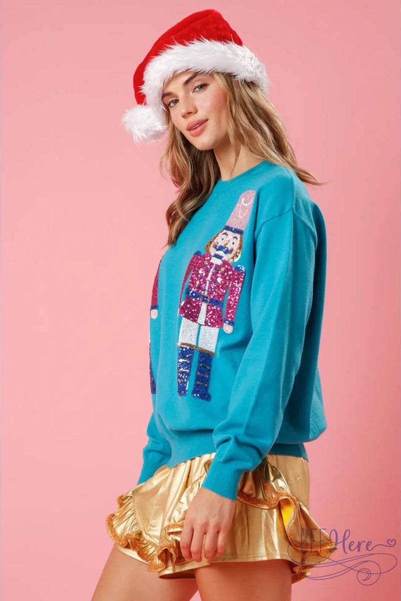 CWTBLL01234_CREW NECK CHRISTMAS SEQUINED SWEATSHIRT