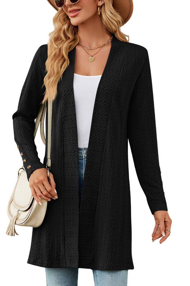 CWOCAL1937_SOLID COLOR BUTTON LONG SLEEVE CARDIGAN COATS