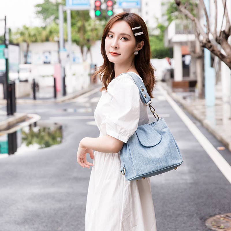 Denim multi-layered crossbody bag