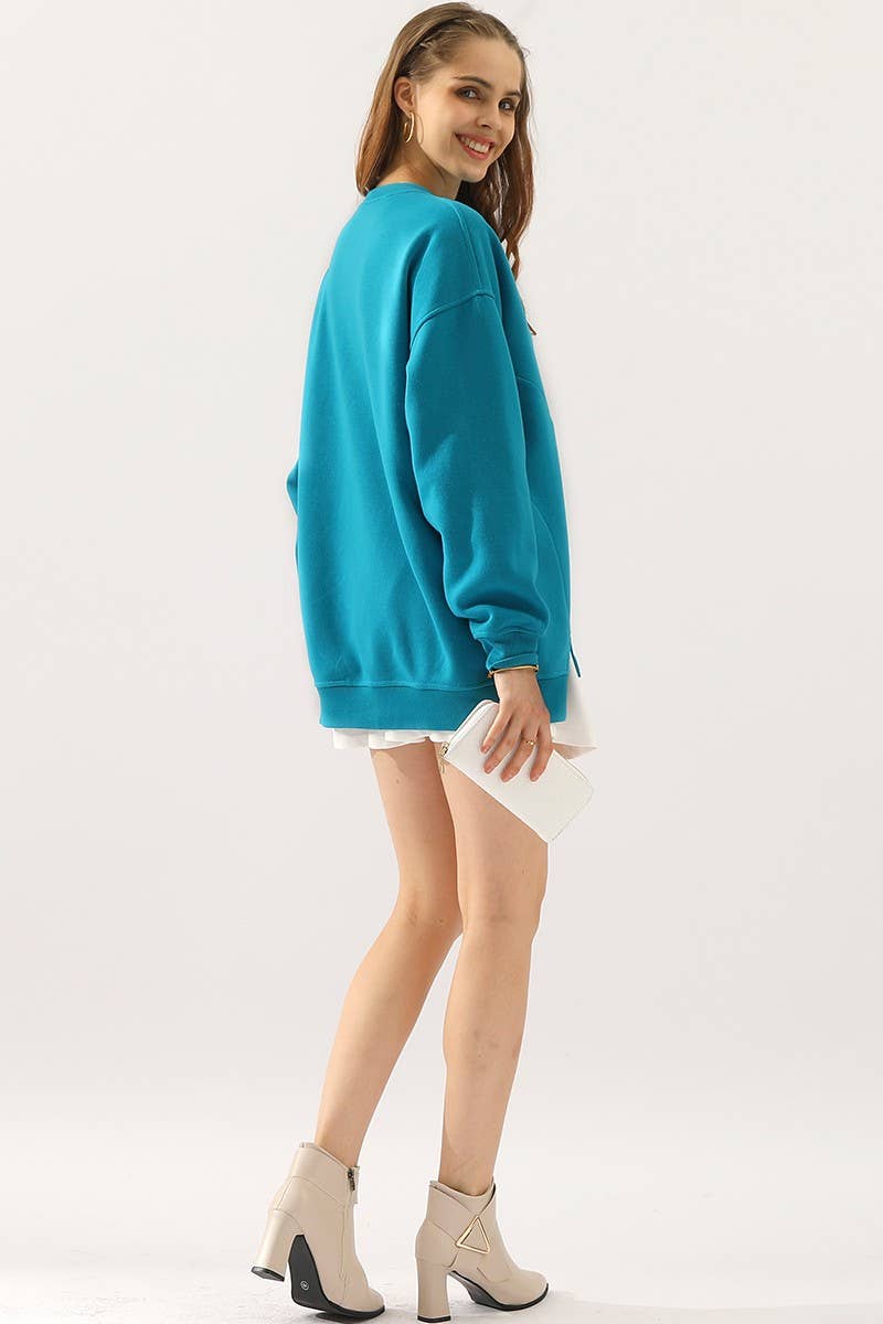 CWTTL905_LONG SLEEVE ROUND NECK CUT HEM SWEATSHIRT