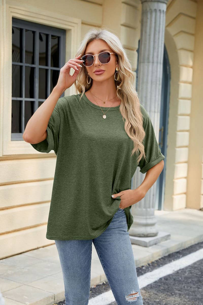 CWTTS1083_ROUND NECK SHORT SLEEVE BAGGY TOP