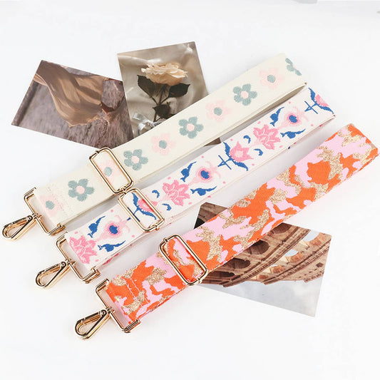 NEW FLORAL EMBROIDERED BAG STRAP