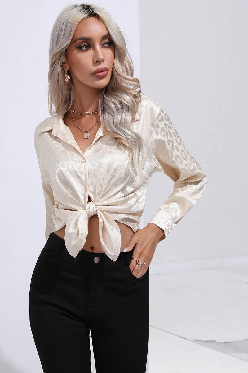CWTBLL0694_Button Down Silky Satin Long Sleeve Top