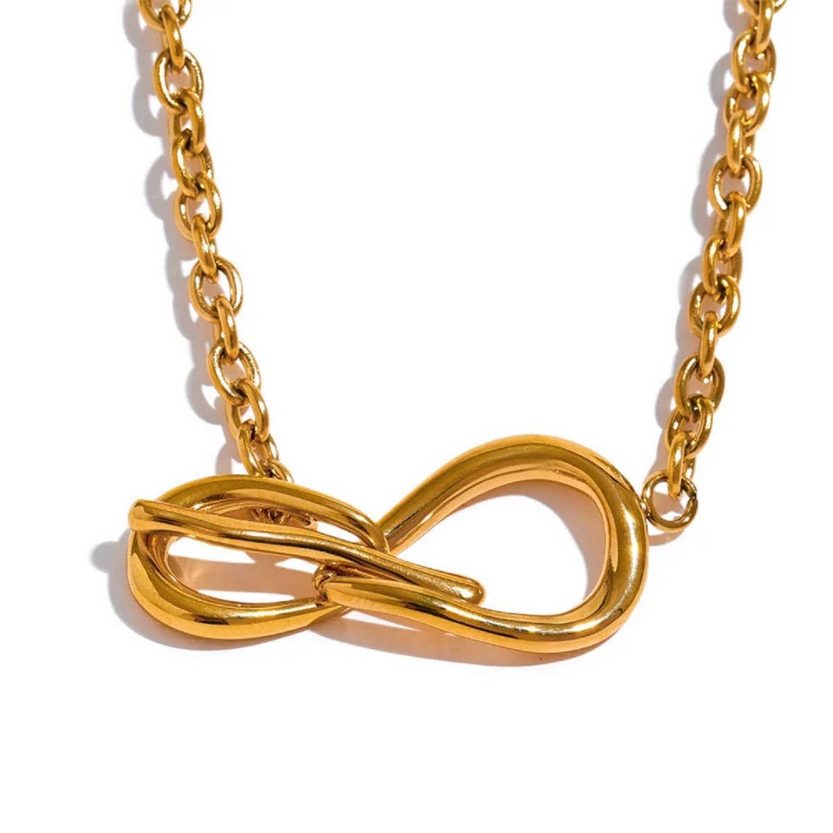 Titanium steel necklace with bow pendant
