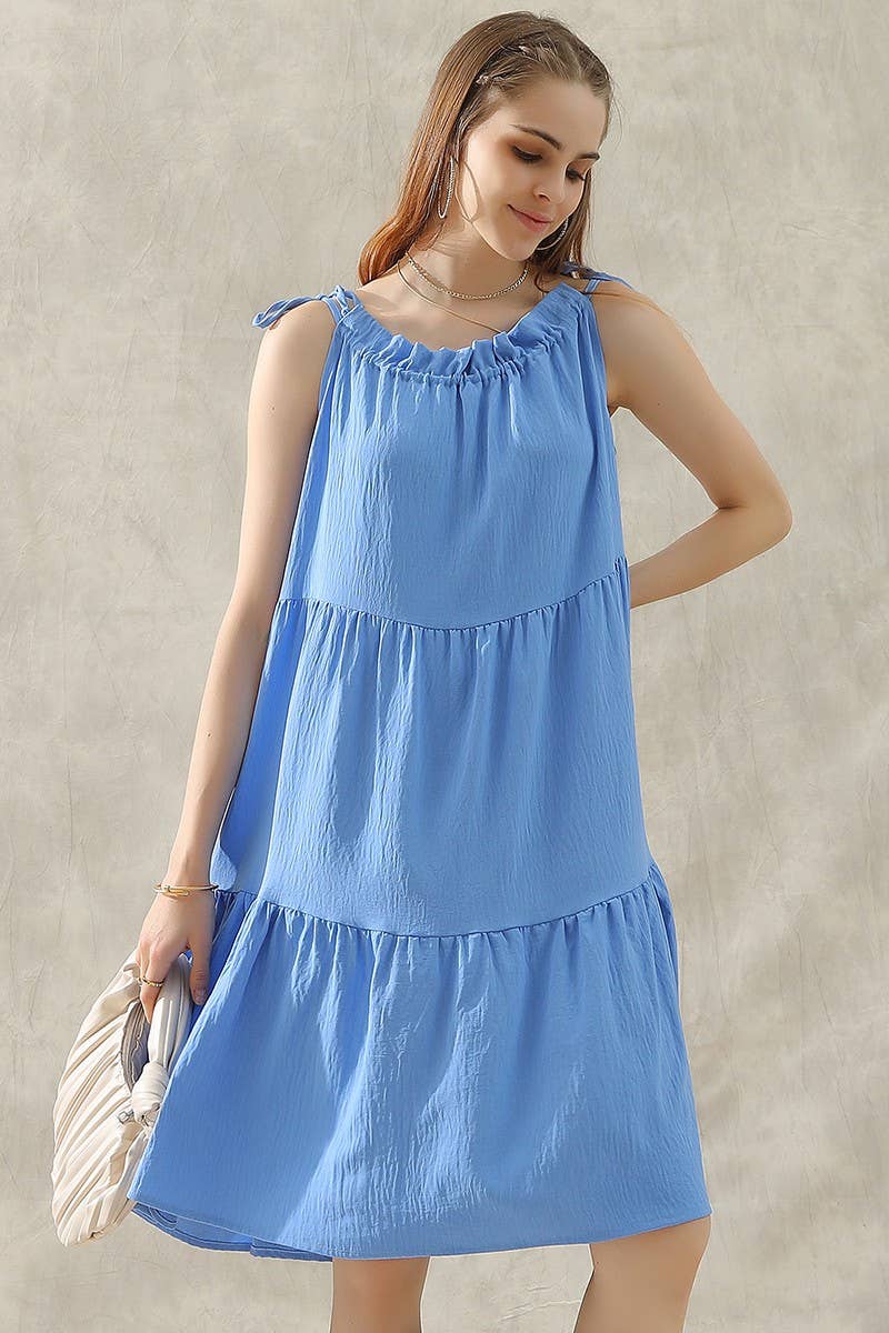 CWDSD10415_SHOULDER BOW TIE PRAIRIE DRESS