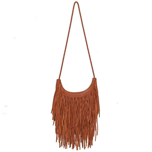 CWAB4542_SOFT LEATHER TASSEL SHOULDER BAG