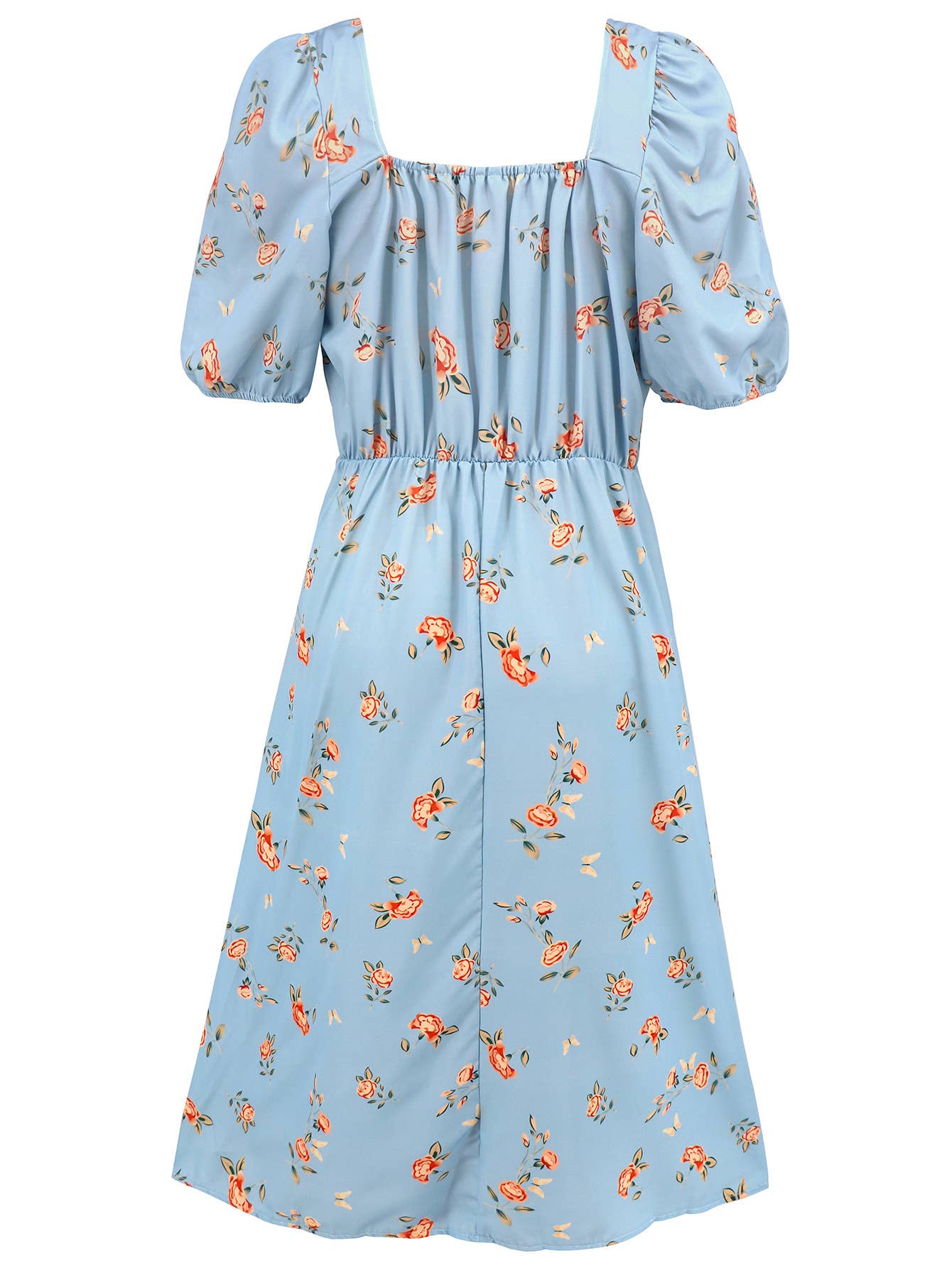 Floral Elegant Lantern Sleeve Dress
