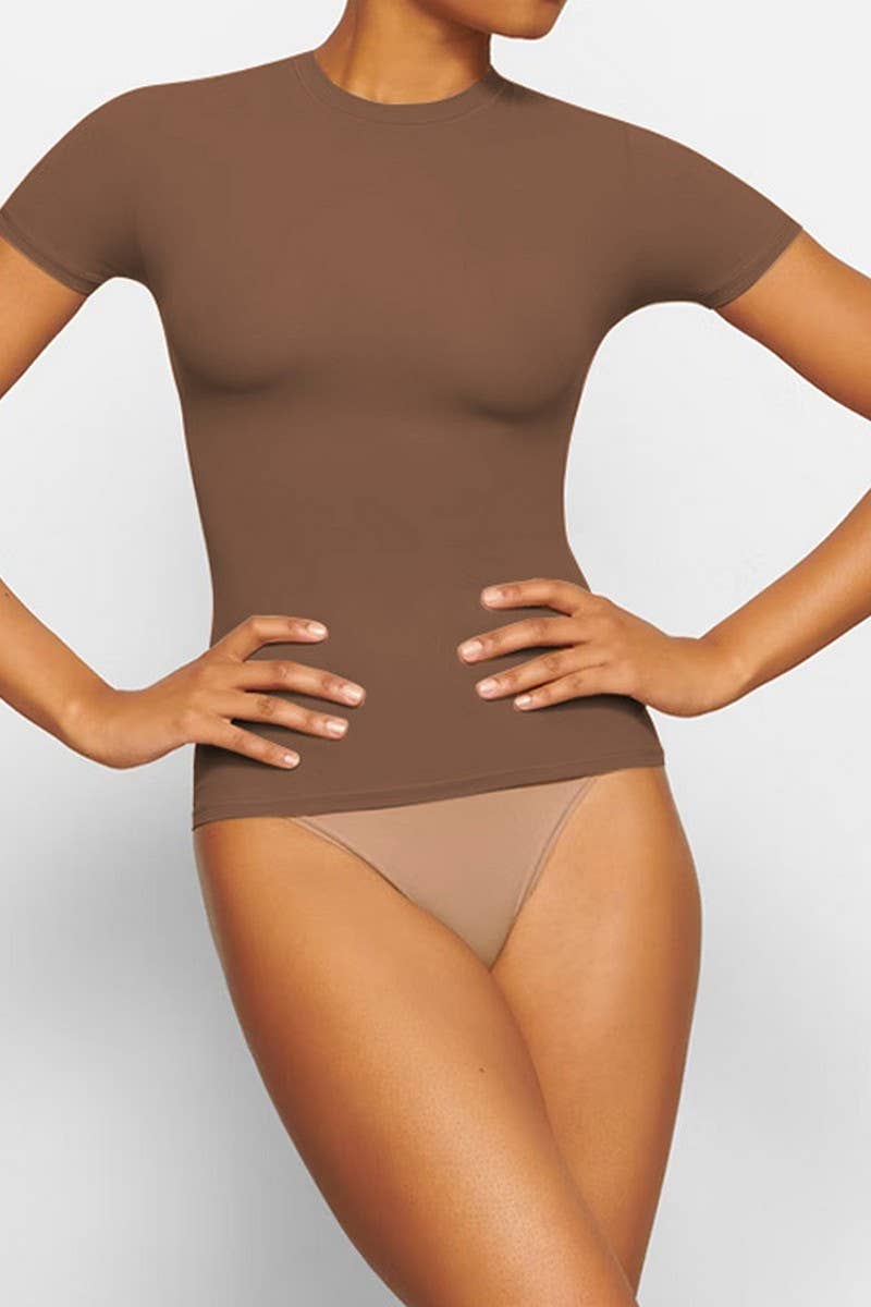 CWTBLS1913_SLIM FIT CROP TOP SEXY GIRL ROUND NECK T-SHIRT