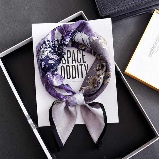 CWASC2400_COLORBLOCK LANDSCAPE RETRO ARTISTIC SILK SCARF