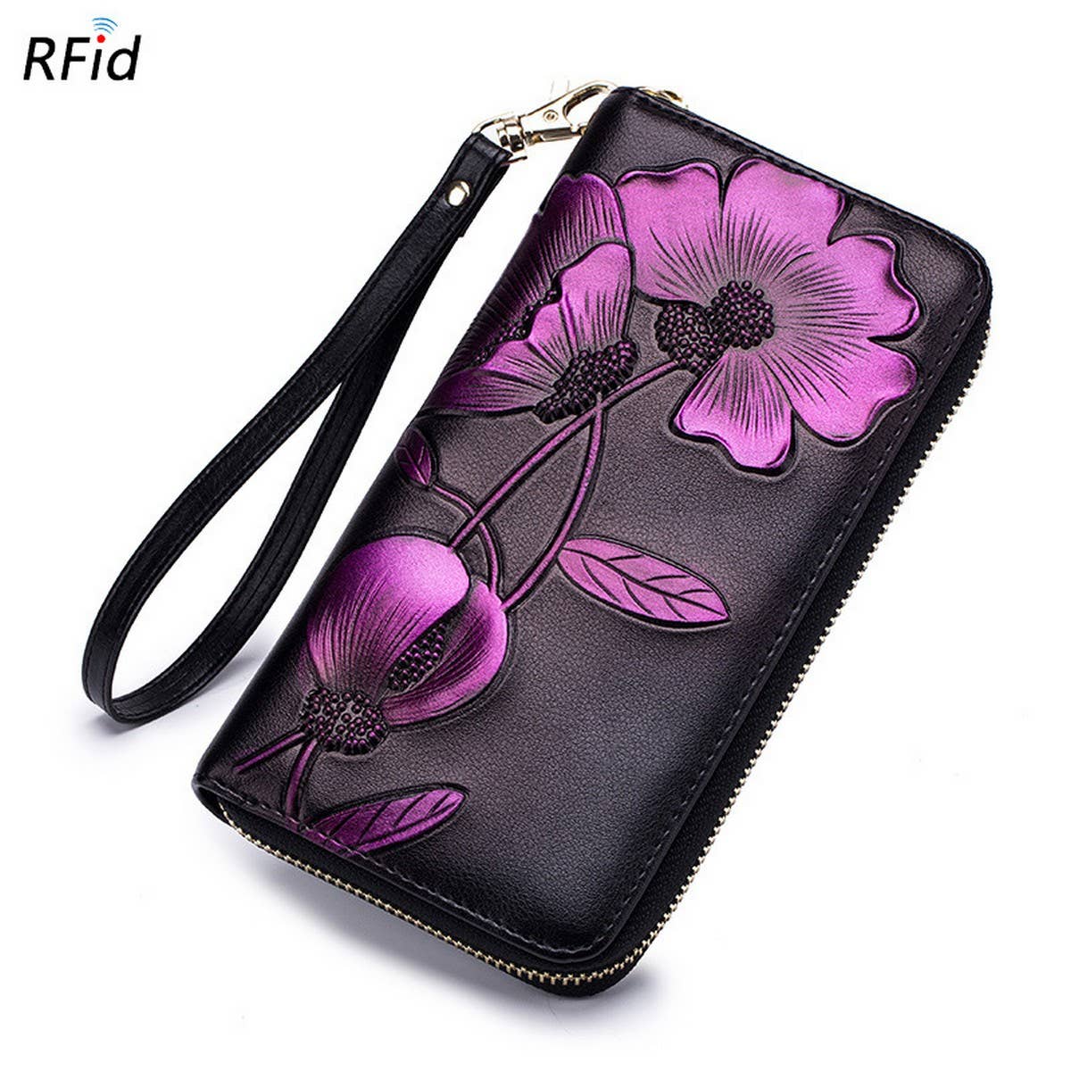 FASHION COWHIDE LONG ZIPPER GENUINE LEATHER WALLET_CWAB3736