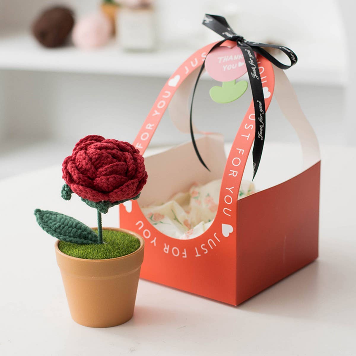 CWMM9272_HANDMADE CROCHETED BOUQUET GIFT SUNFLOWER POT