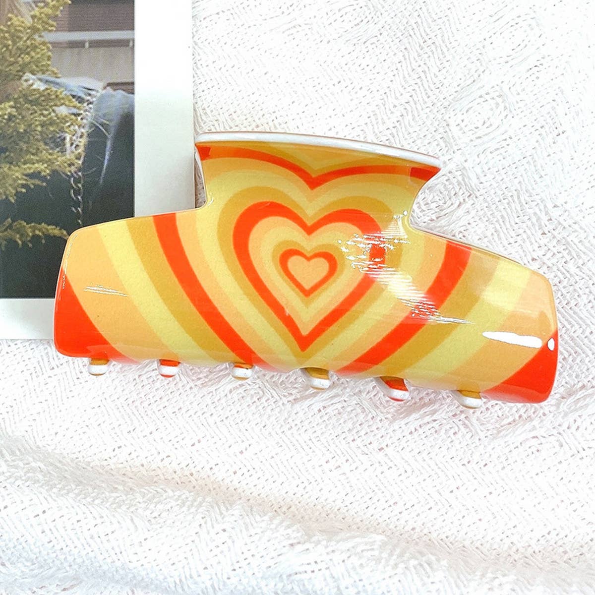 Cute heart shaped acrylic hairpin 8.7cm hairpin_CWAHA0670