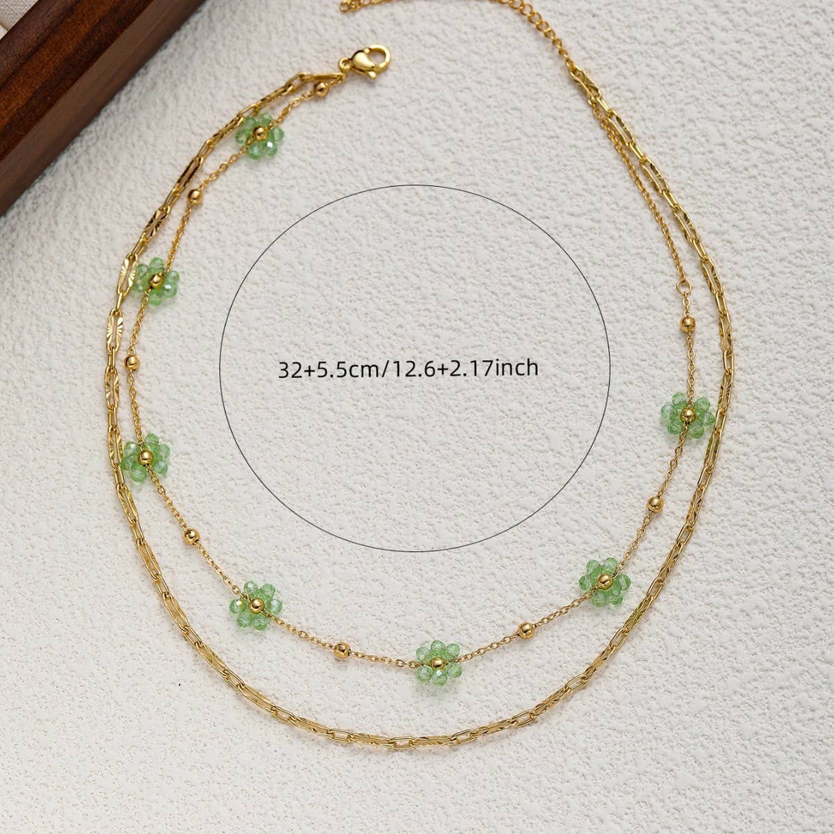 SMILEY FACE FLOWER GLASS BEAD NECKLACE_CWMM3643