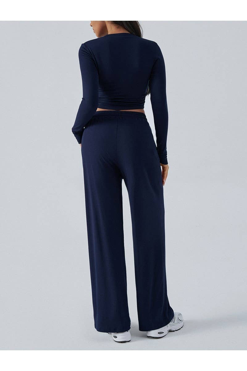 CWSTB00486_Y2K WOMEN 2 PIECE SET DRAWSTRING WIDE LEG PANTS