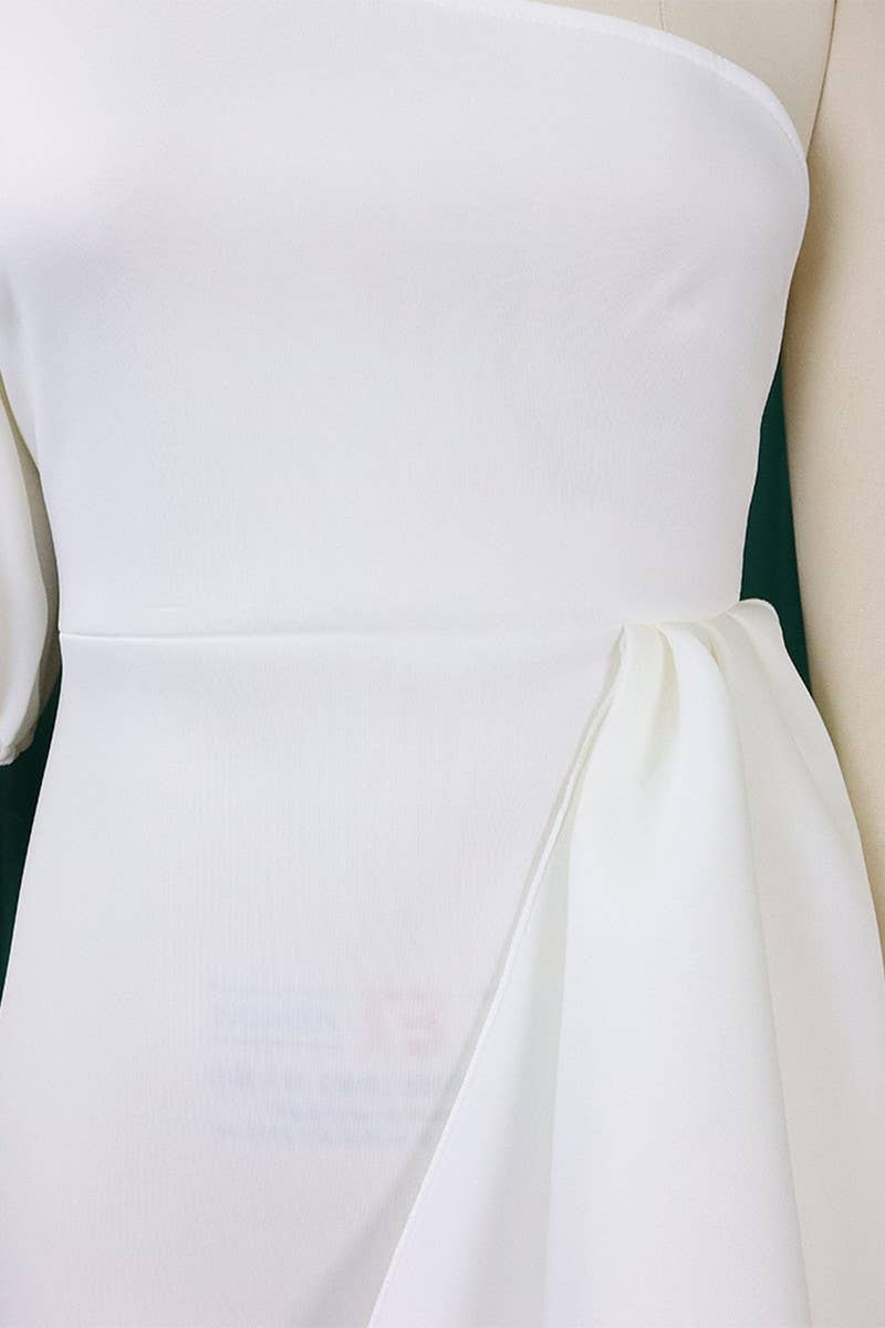 CWDMD1731_PLUS SIZE SLOPE NECK SLIT RUFFLED MIDI DRESS