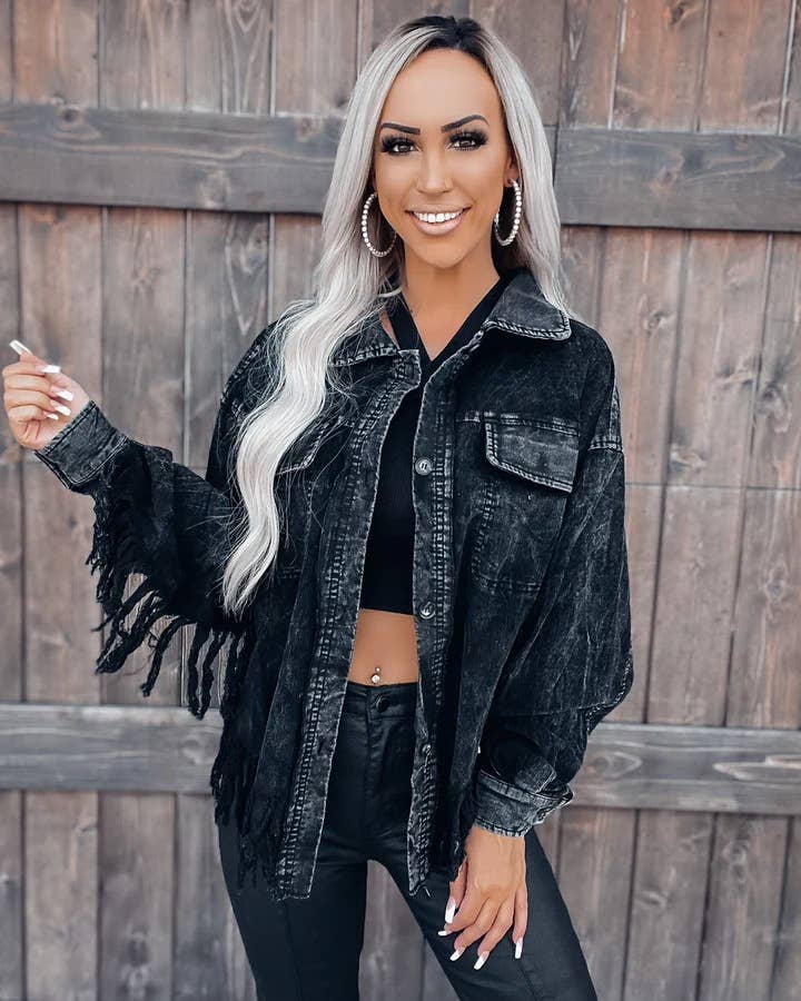 Casual street-style fringed washable coat