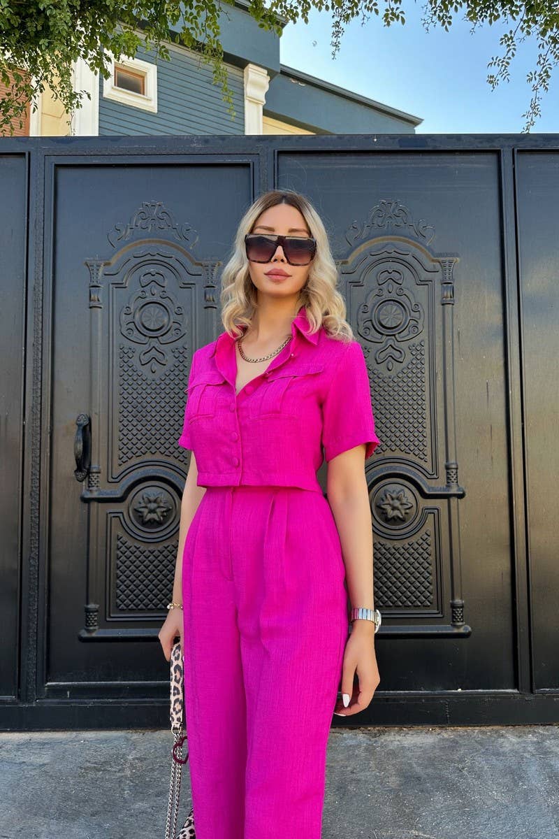 CWSS1063_SUMMER ELEGANT CASUAL WOMEN'S TWO-PIECE SUIT